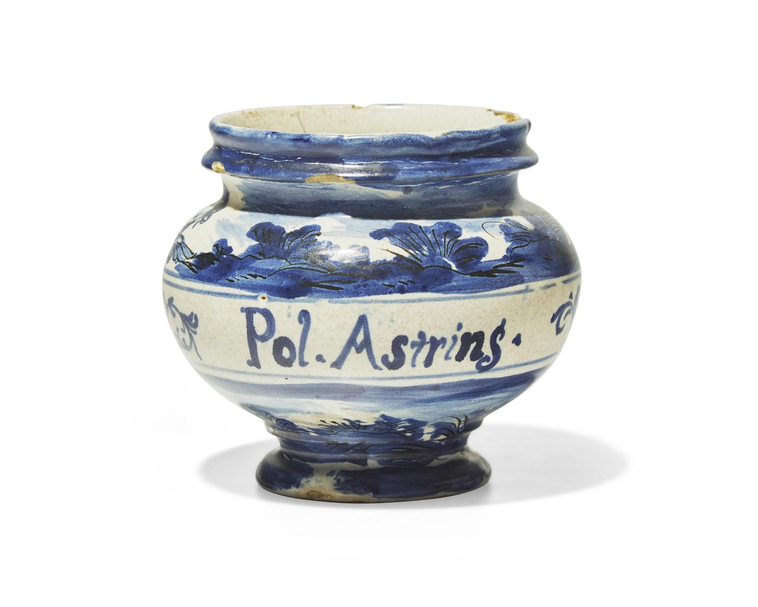 An Italian maiolica drug jar, Savona, 18th century