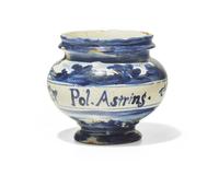 An Italian maiolica drug jar, Savona, 18th century