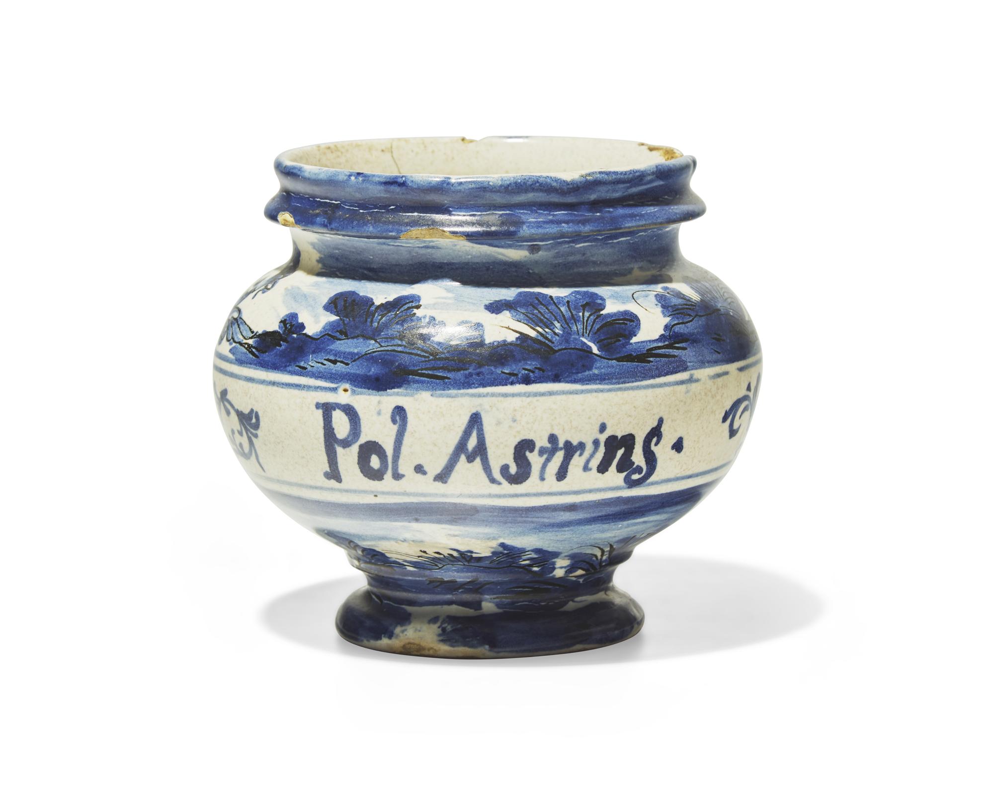 An Italian maiolica drug jar, Savona, 18th century