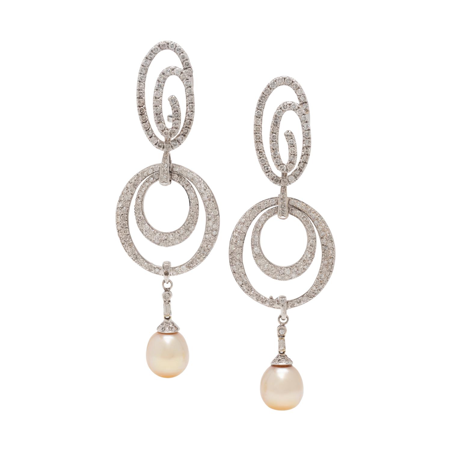 DIAMOND AND CULTURED PEARL CONVERTIBLE EARCLIPS