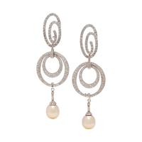 DIAMOND AND CULTURED PEARL CONVERTIBLE EARCLIPS