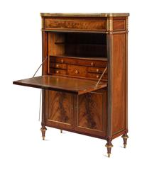 An Empire Style Gilt Bronze Mounted Mahogany Marble-Top Secrétaire à Abattant