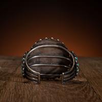 Large Zuni Silver and Turquoise Cluster Cuff Bracelet