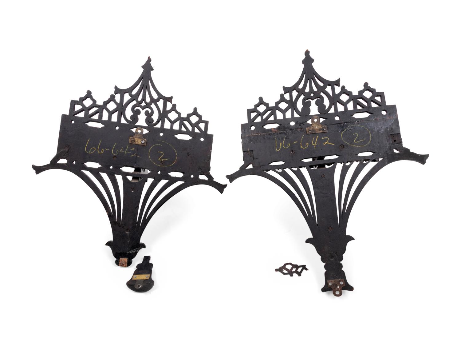 A Pair of Chinese Chippendale Style Mahogany Brackets