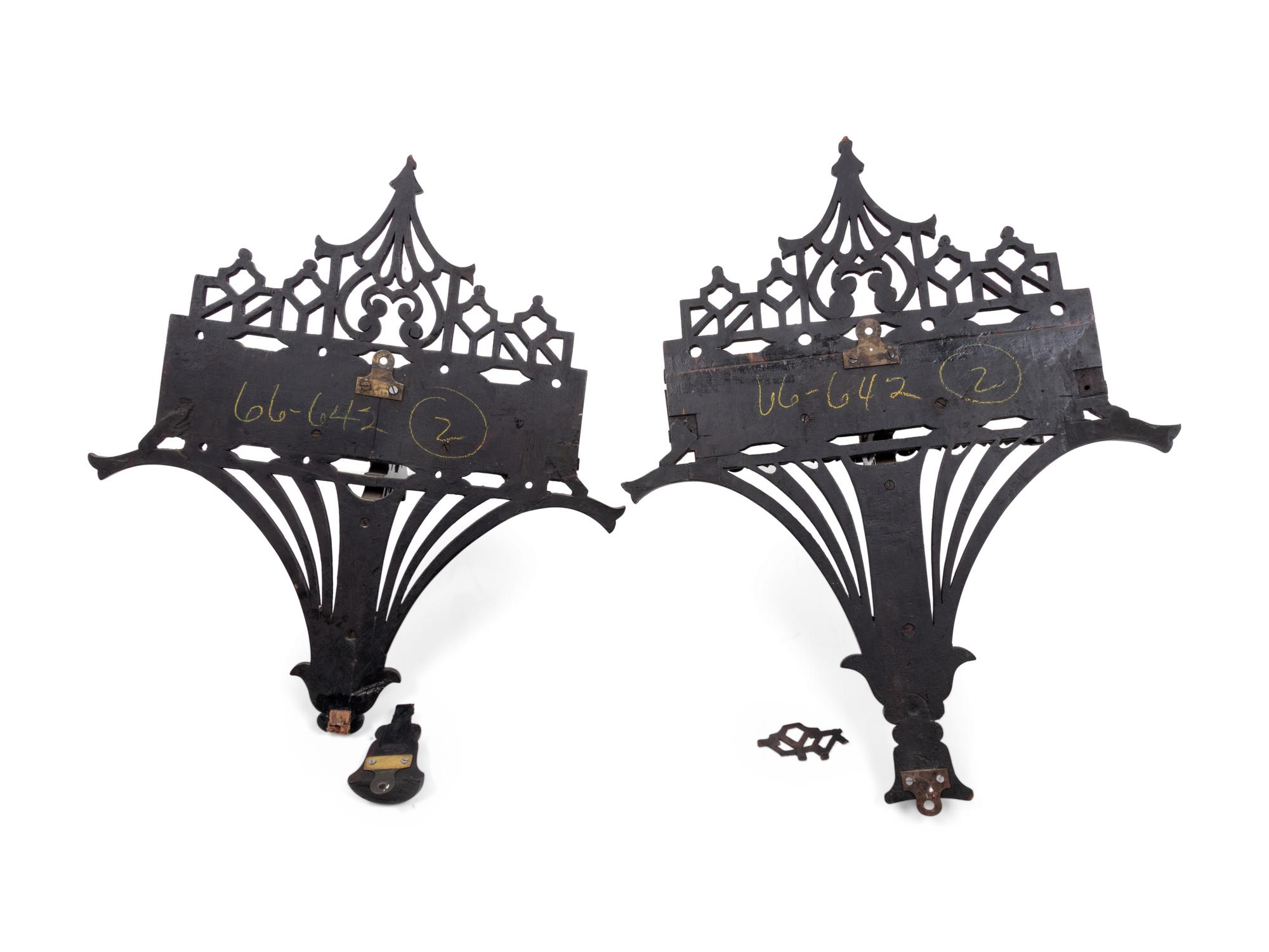 A Pair of Chinese Chippendale Style Mahogany Brackets