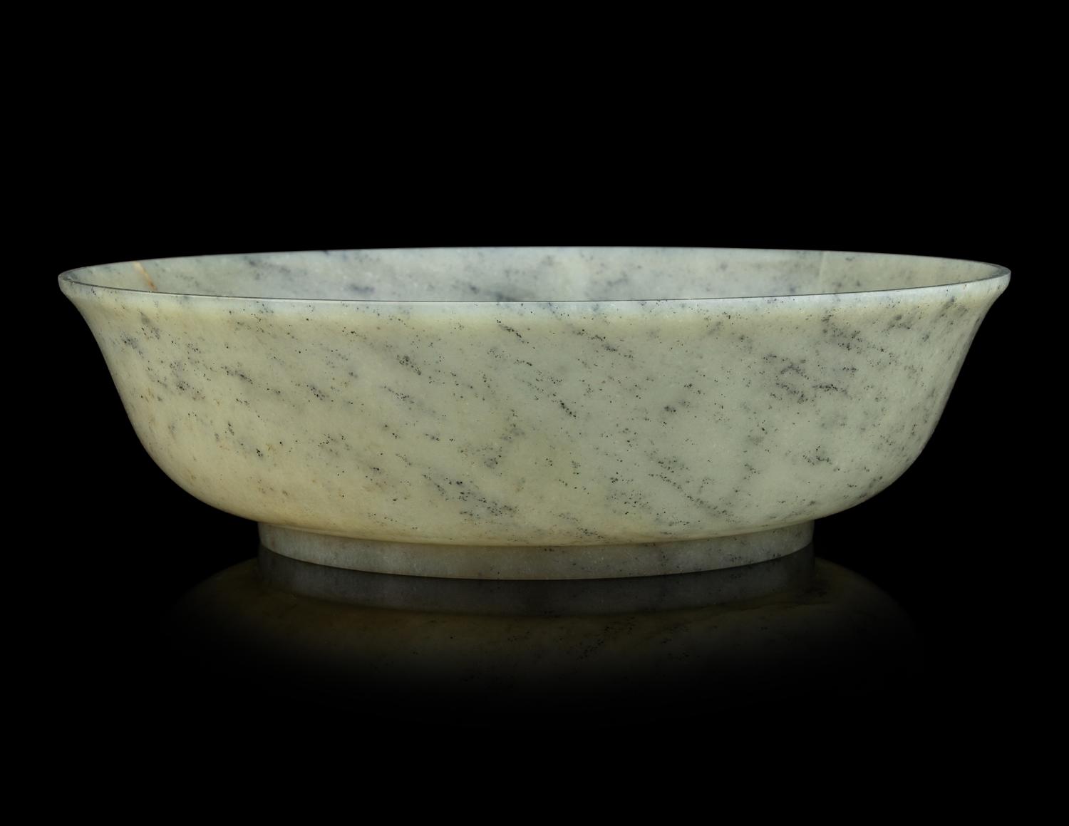 A Greyish Celadon Jade 'Lotus' Bowl