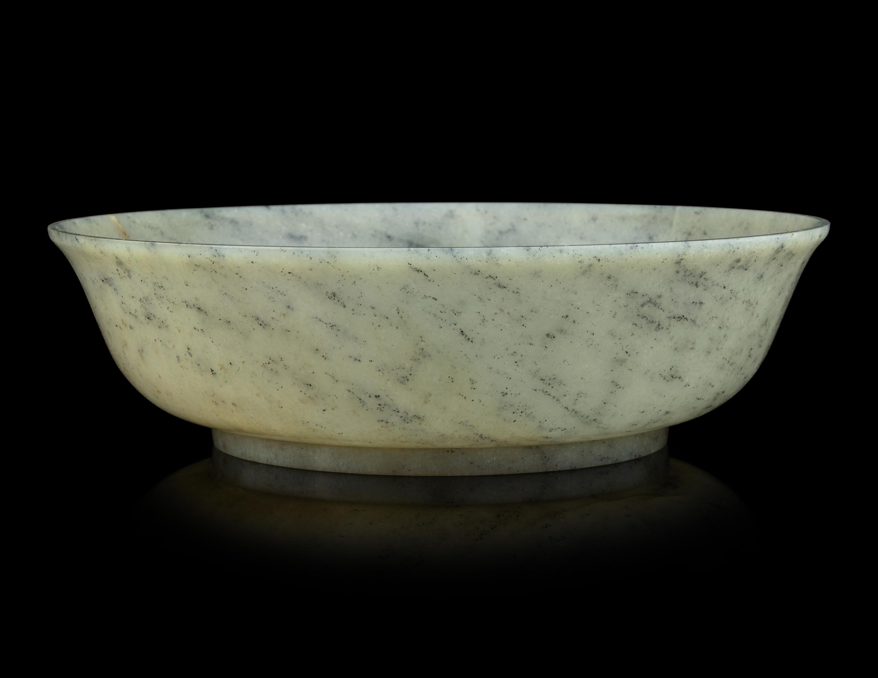A Greyish Celadon Jade 'Lotus' Bowl