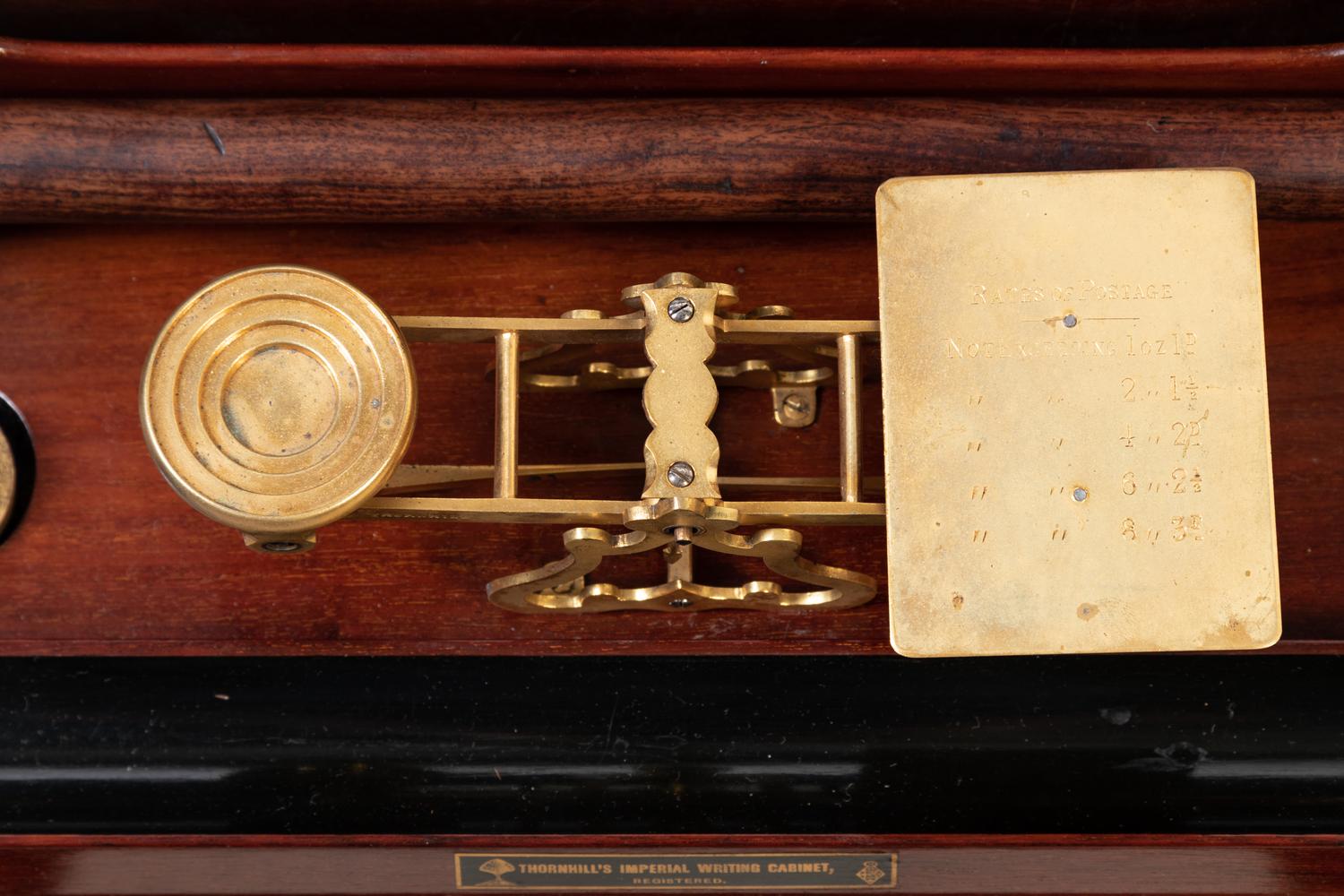 An English Brass-Mounted Mahogany Thornhill's Imperial Writing Cabinet