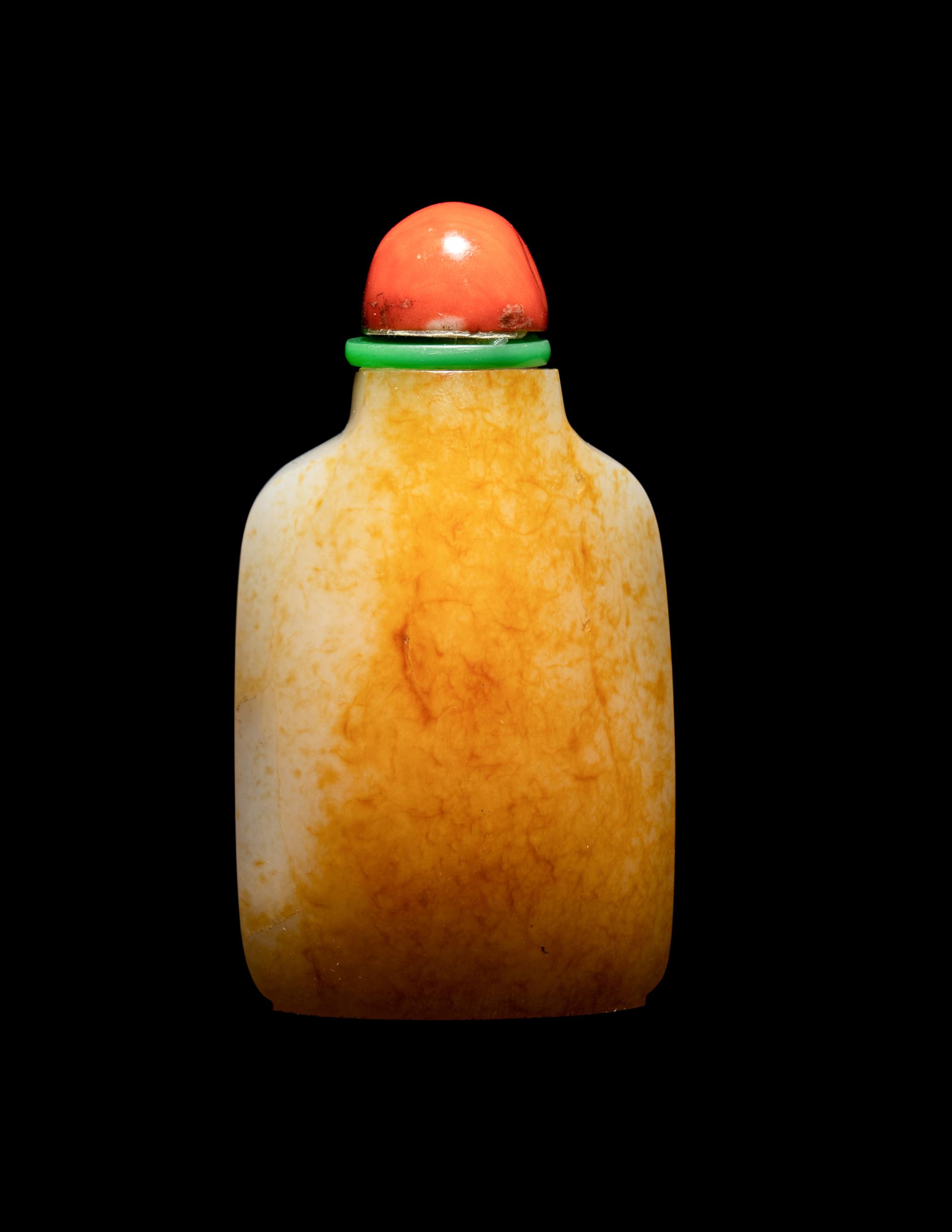 A Chinese Russet and White Jade Snuff Bottle