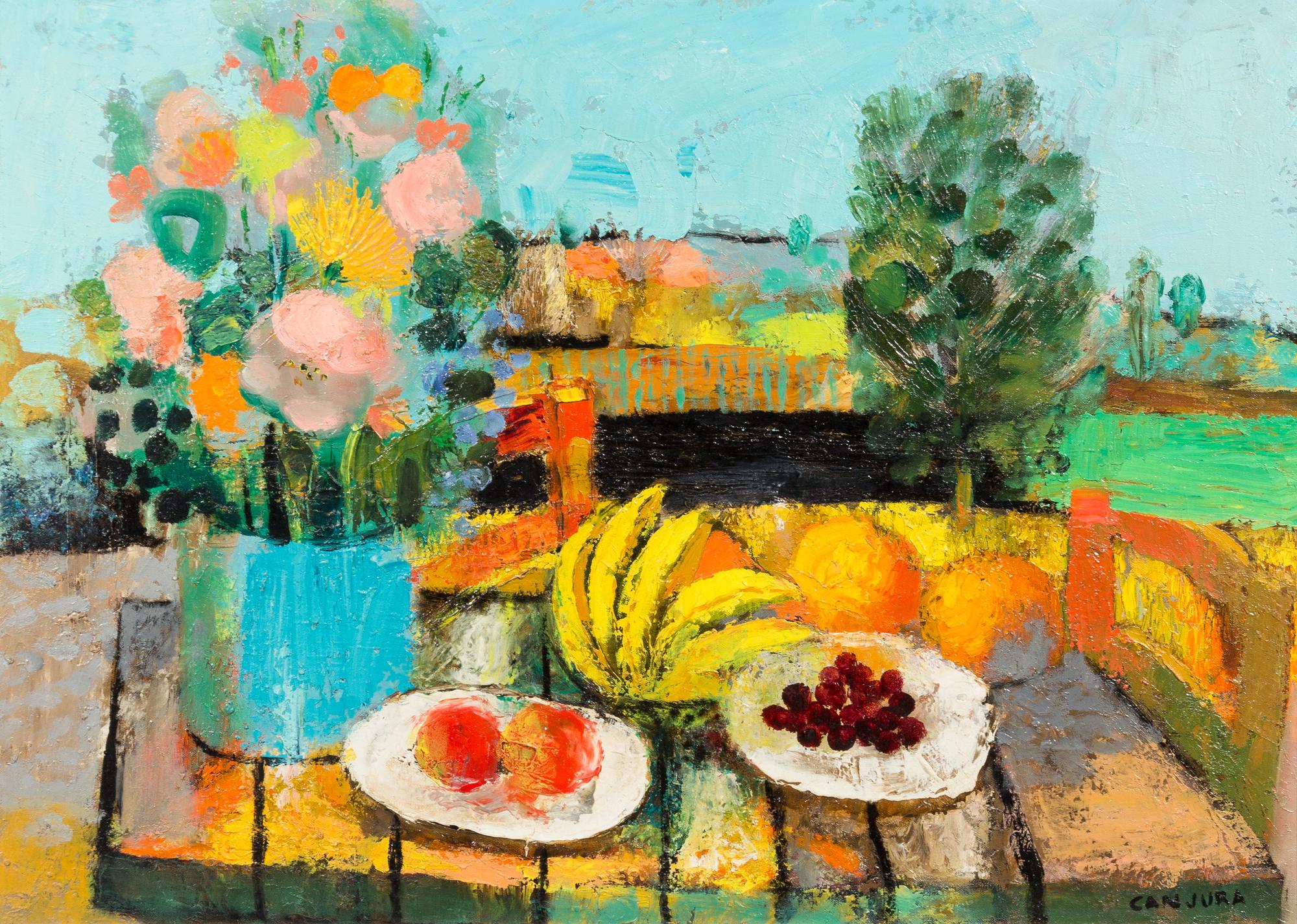Noe Canjura, (French, 1925 - 1973), Nature morte et paysage