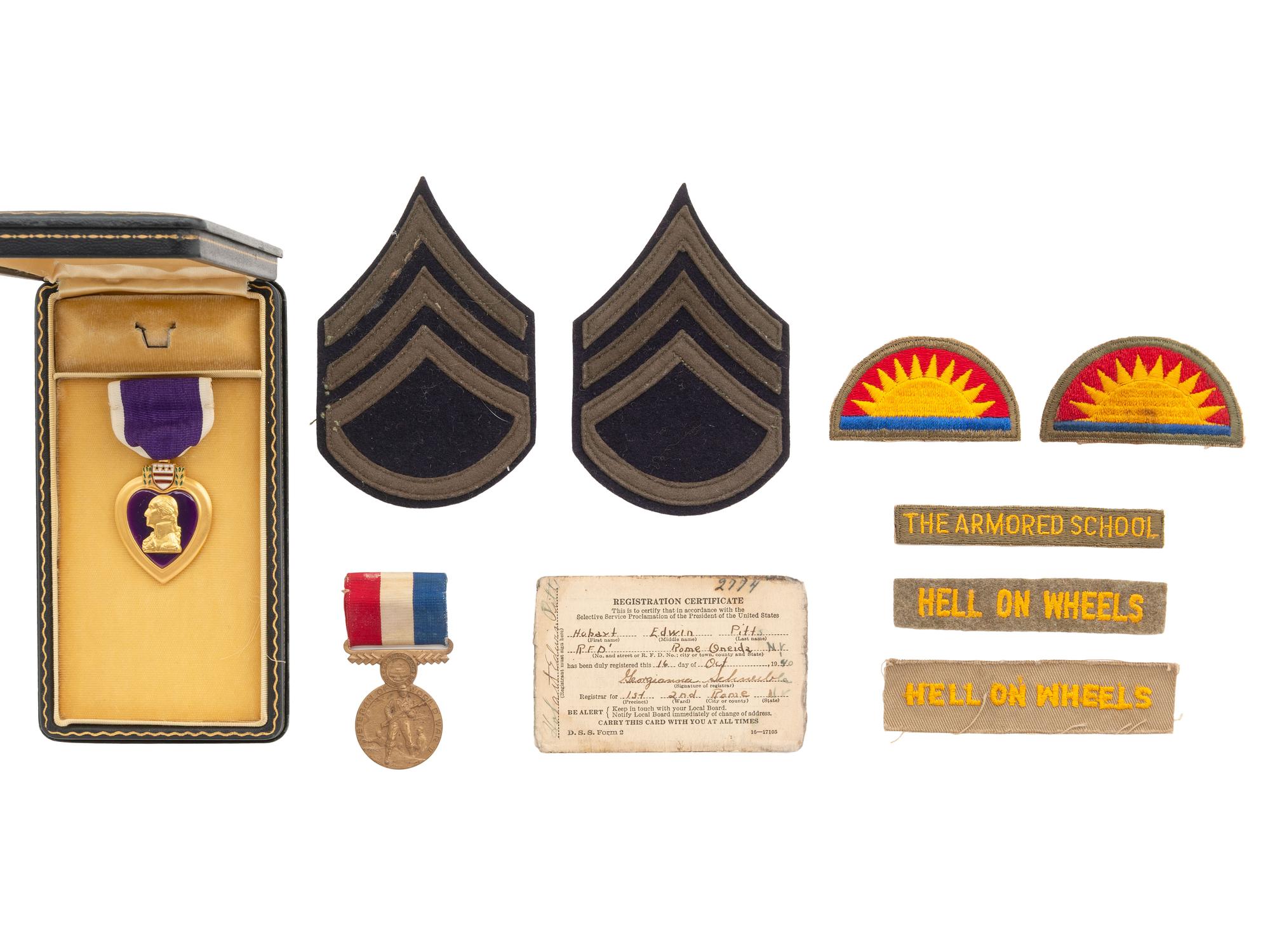 [WORLD WAR II]. Archive of Sgt. Hobart Pitts 41st Armored Infantry Regt. 2nd Armored Division, KIA.