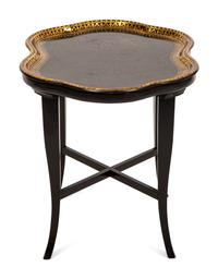 An English Papier-Mache Tray on Later Stand