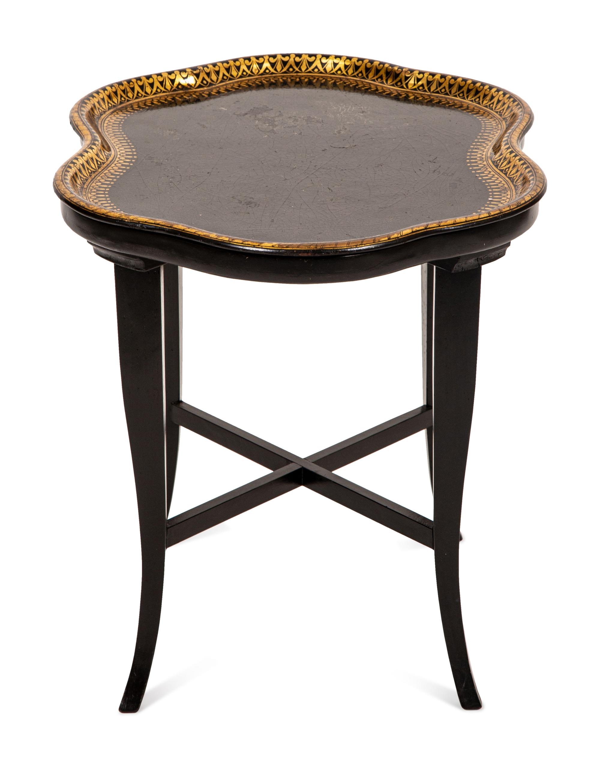 An English Papier-Mache Tray on Later Stand