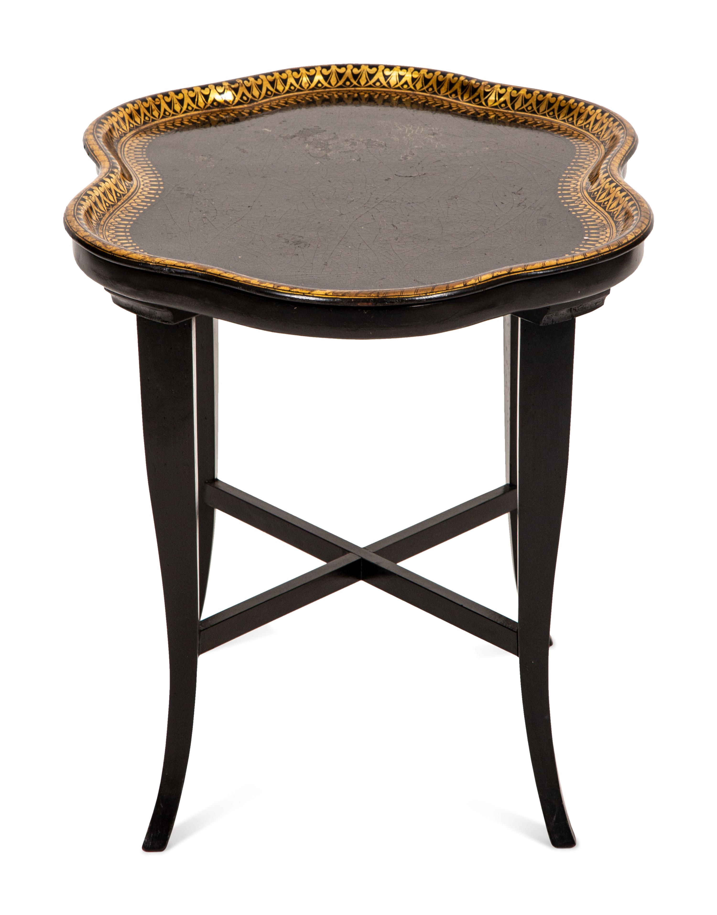 An English Papier-Mache Tray on Later Stand