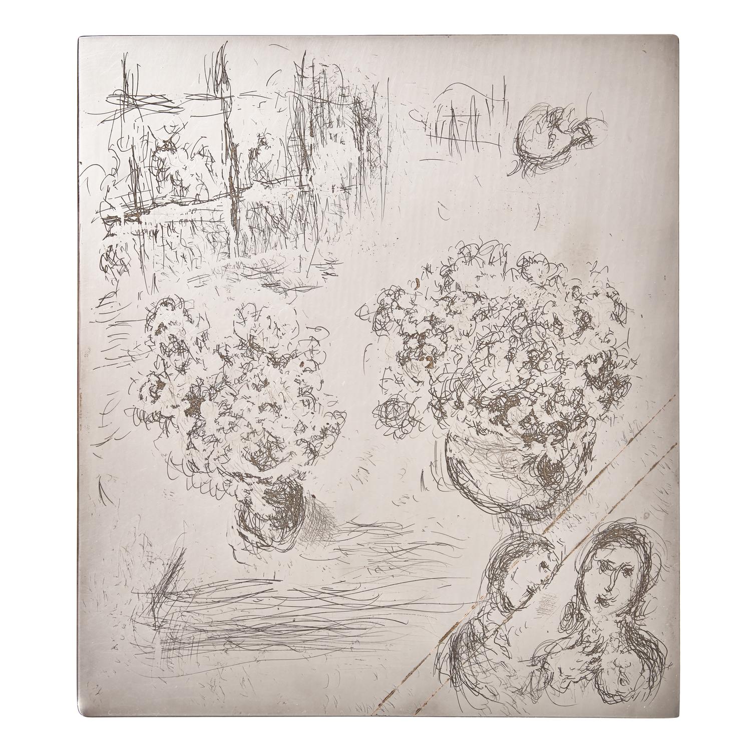 Marc Chagall (Belarusian/French, 1887–1985) — Original Copper Plate for La Fenêtre de l'Atelier (from Psaumes de David ) , 1979