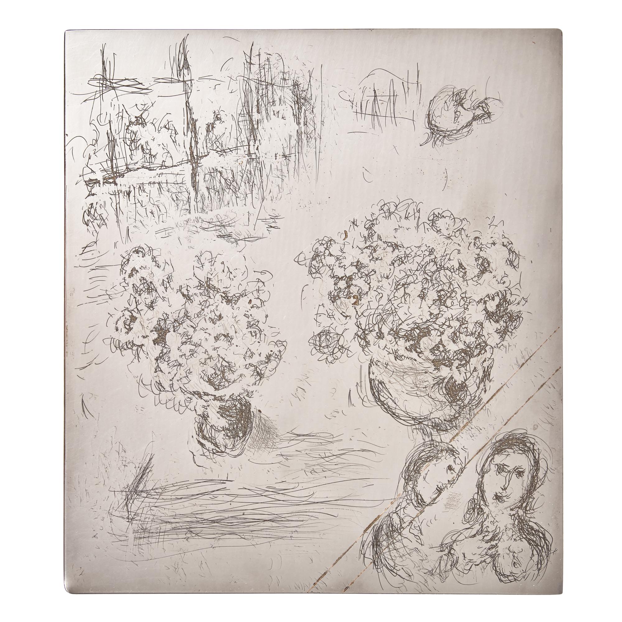 Marc Chagall (Belarusian/French, 1887–1985) — Original Copper Plate for La Fenêtre de l'Atelier (from Psaumes de David ) , 1979