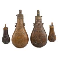 Lot of Four Brass Powder Flasks