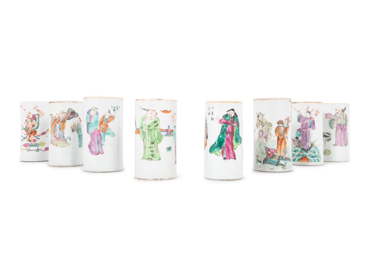 A Group of Eight Chinese Export Porcelain Cylindrical Cups