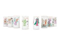 A Group of Eight Chinese Export Porcelain Cylindrical Cups
