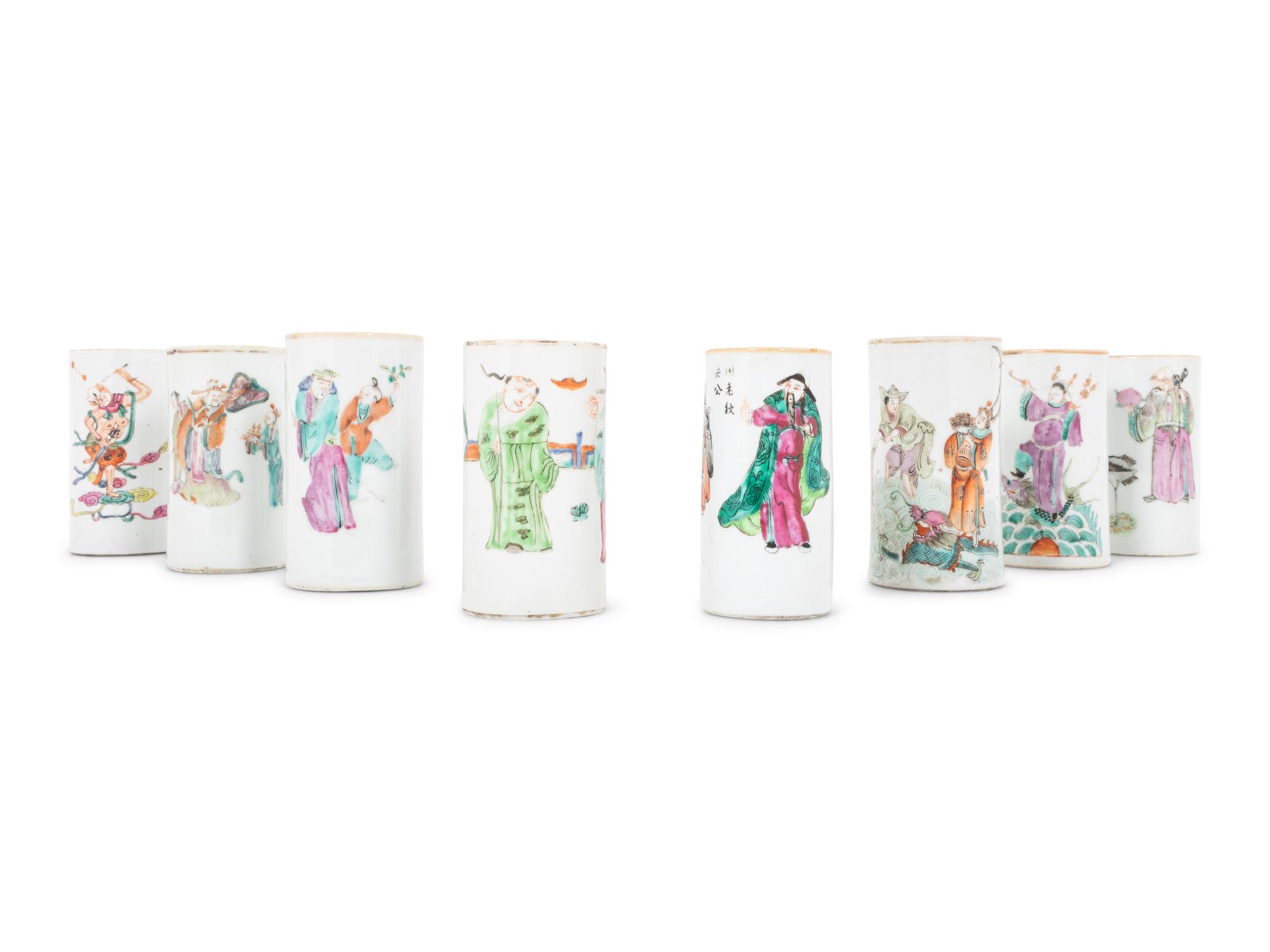 A Group of Eight Chinese Export Porcelain Cylindrical Cups