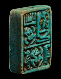 Two Egyptian Faience Seals and an Inscribed Bead