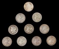A Collection of Ten United States Morgan Silver Dollar Coins