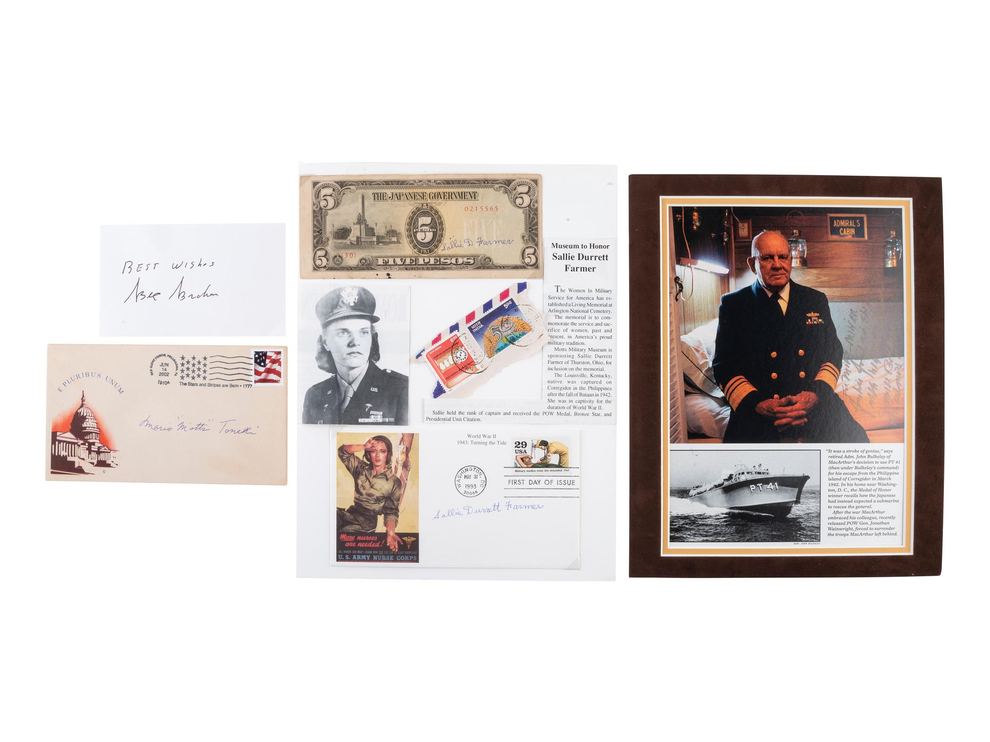 [WWII]. Bataan and Corregidor survivor signatures incl. Generals Wainwright and MacArthur.