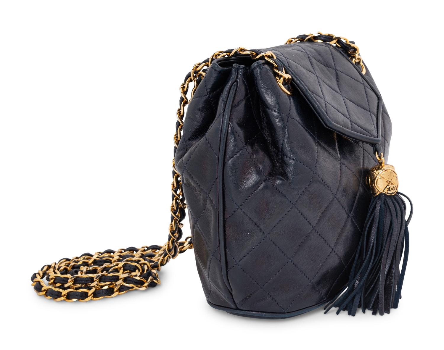 Chanel Navy Quilted Bag with Tassel, 1989-91