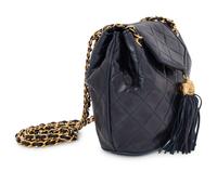Chanel Navy Quilted Bag with Tassel, 1989-91