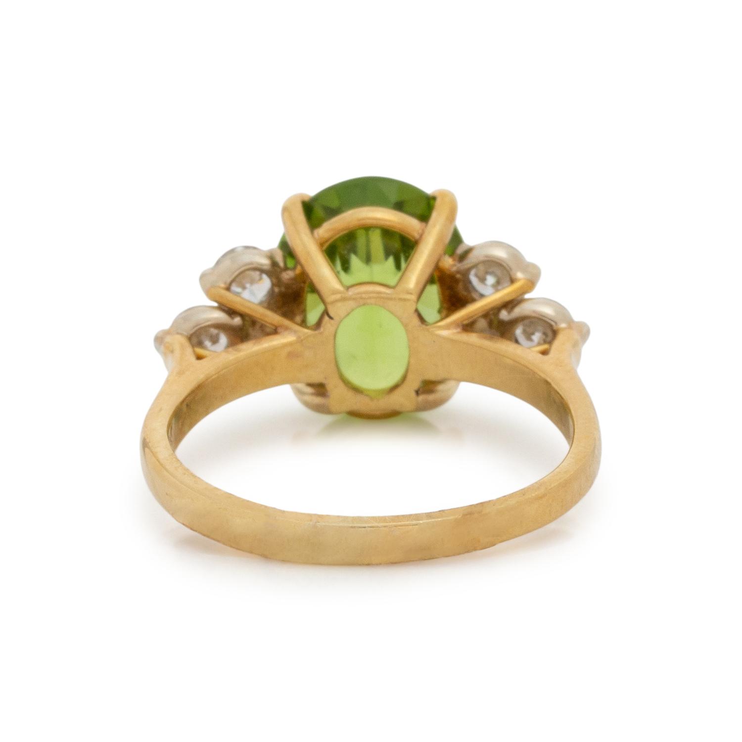 YELLOW GOLD, PERIDOT, AND DIAMOND RING