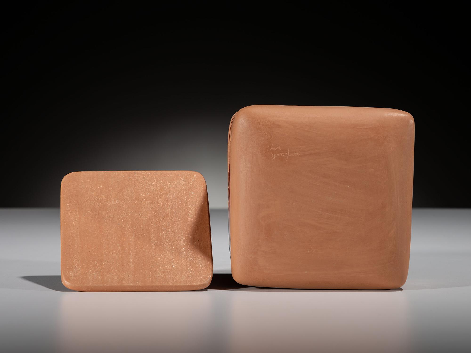 Micaceous Tan and Red Pottery Box, Elemental Wind