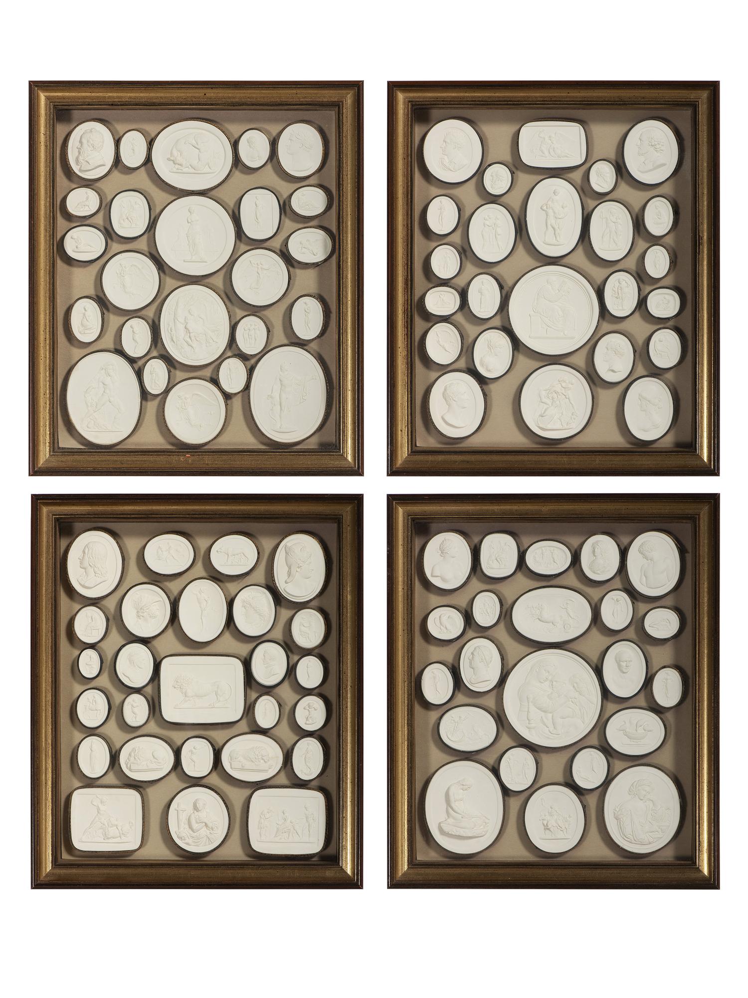 Four Framed Groups of Grand Tour Plaster Intaglios