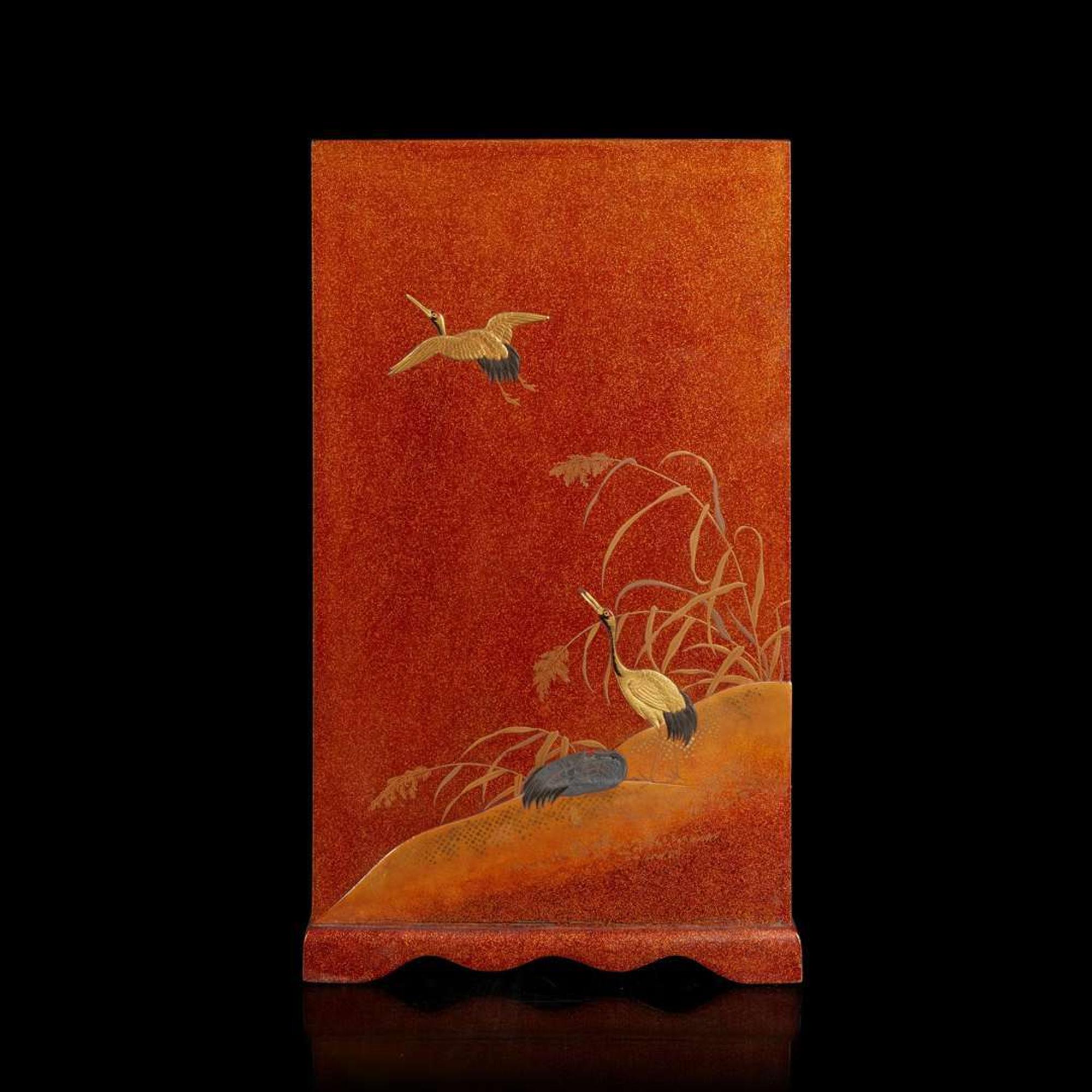 A Japanese lacquered "Cranes" table cabinet 日本漆器小柜 Meiji/Taisho period ?????