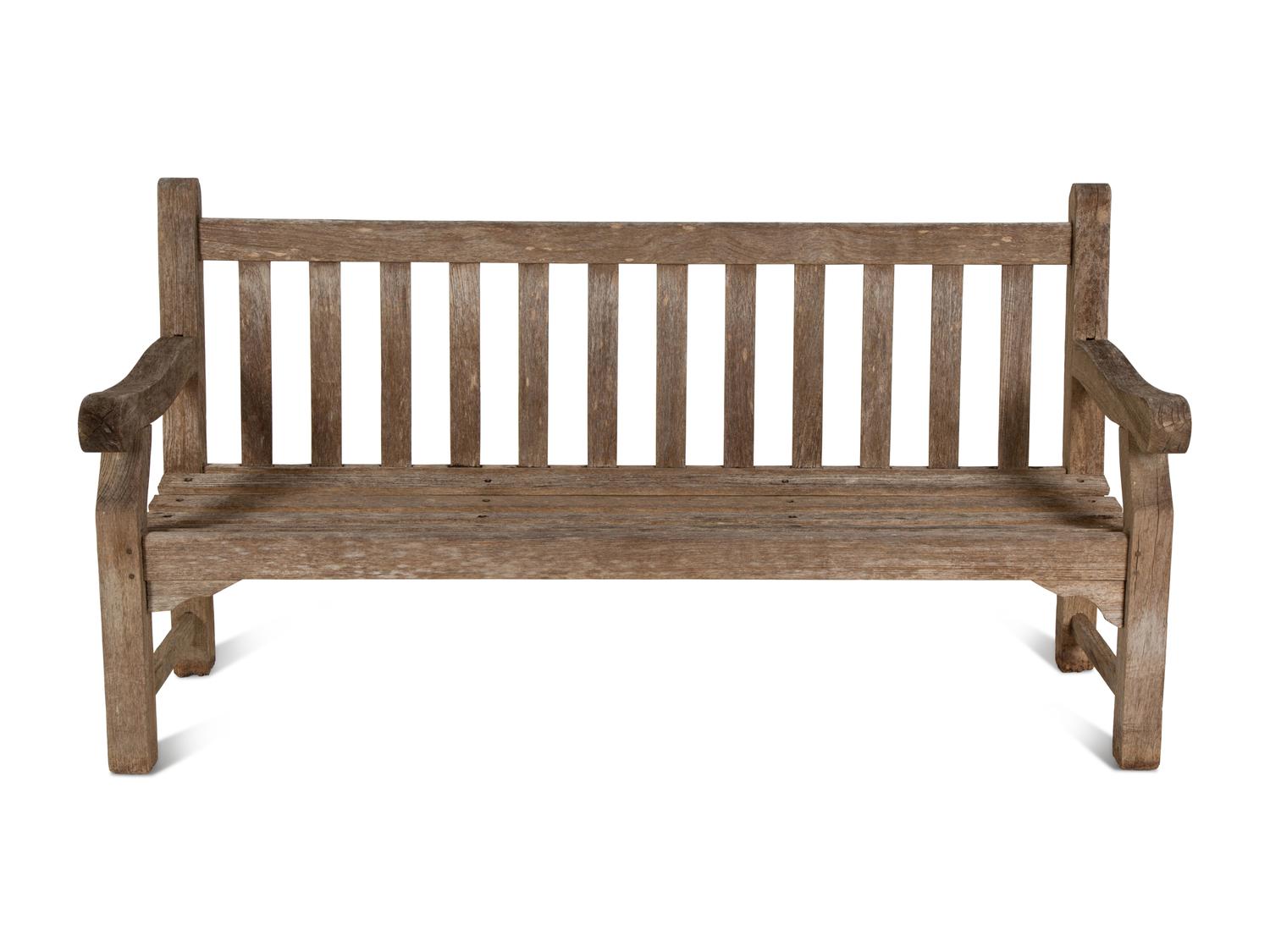 A Pair of Weathered Teak Benches — 20th Century