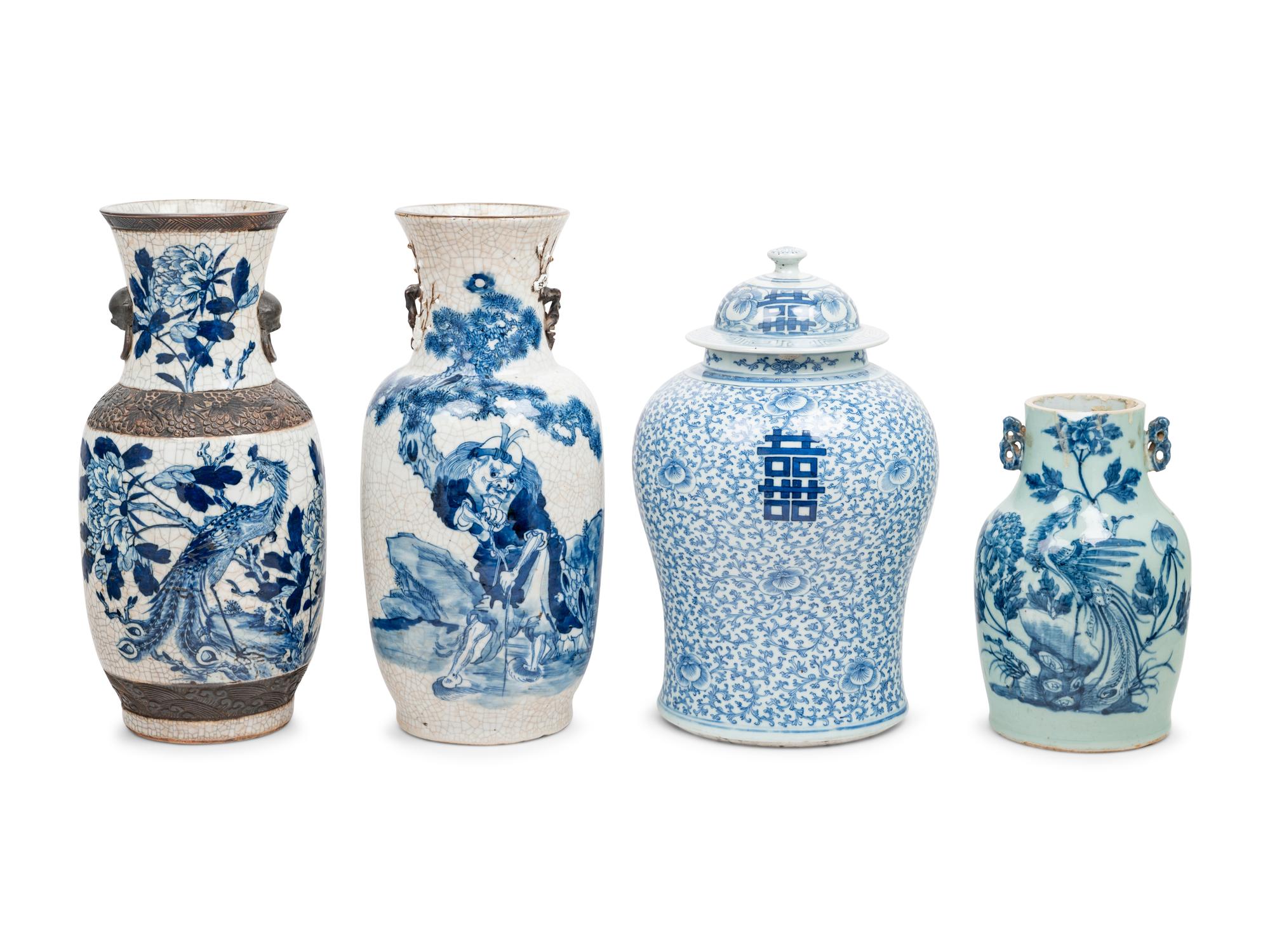 Four Chinese Blue and White Porcelain Vessels