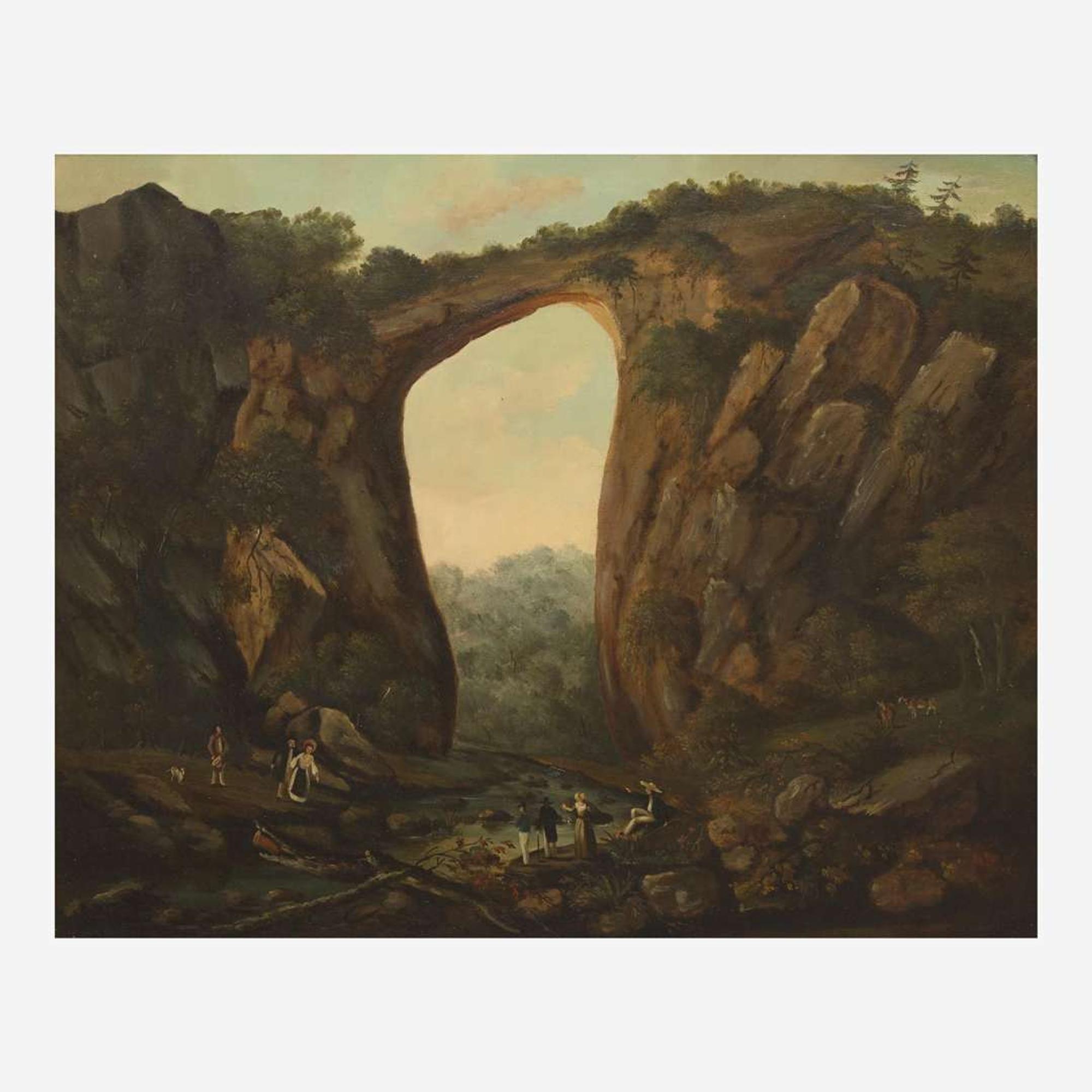 American School 19th century View of Natural Bridge with Visitors, Rockbridge, Virginia