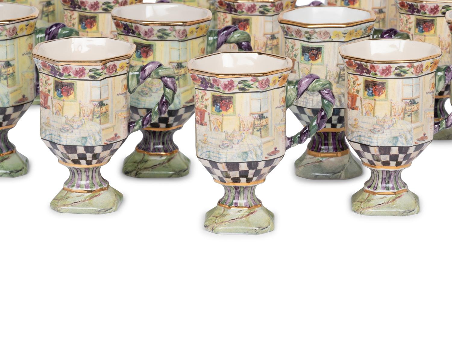 A Set of Twenty-One MacKenzie-Childs MacLachlan Ceramic Mugs