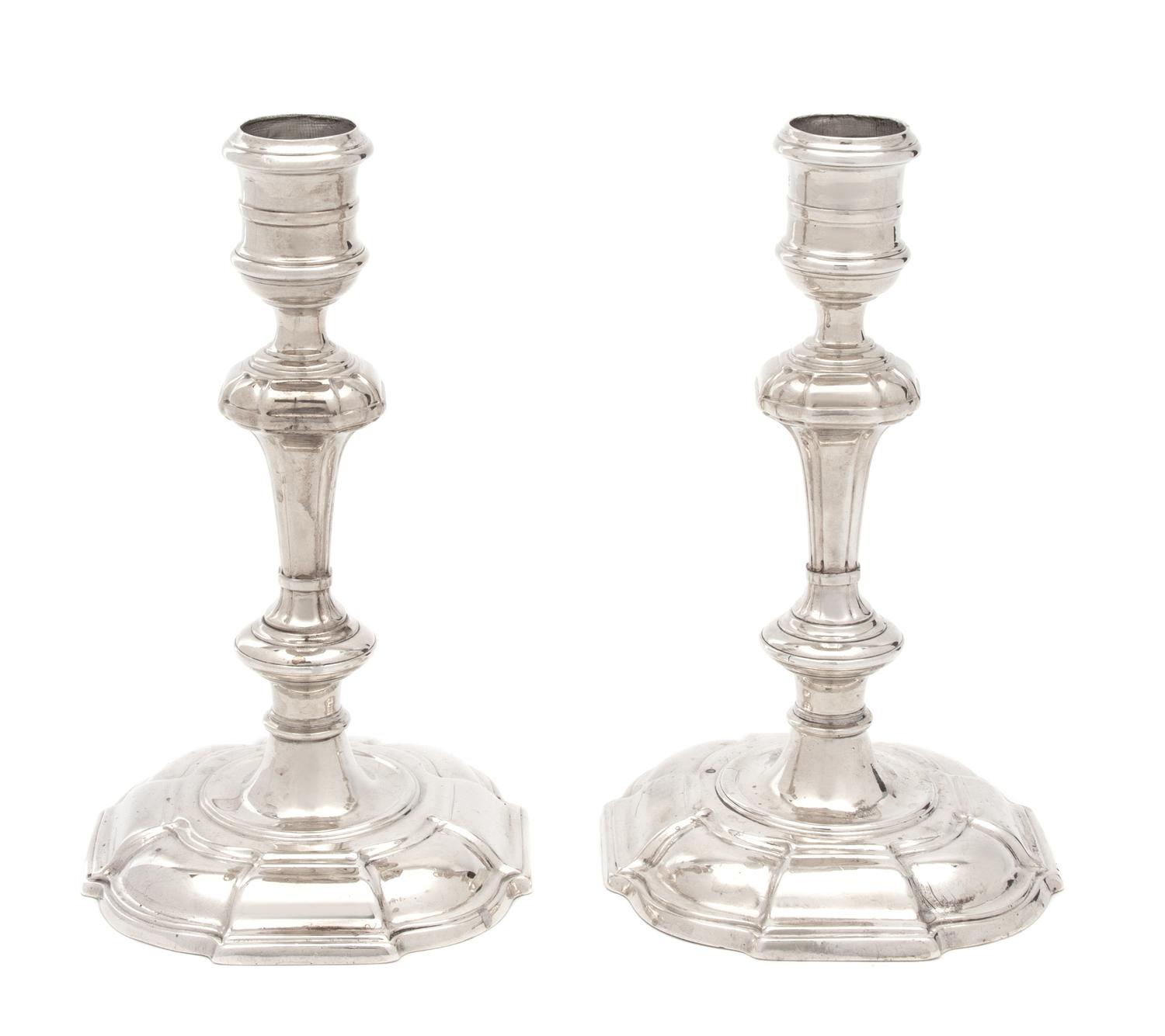 A Pair of Irish Silver Candelsticks, Dublin, 1721,