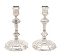 A Pair of Irish Silver Candelsticks, Dublin, 1721,