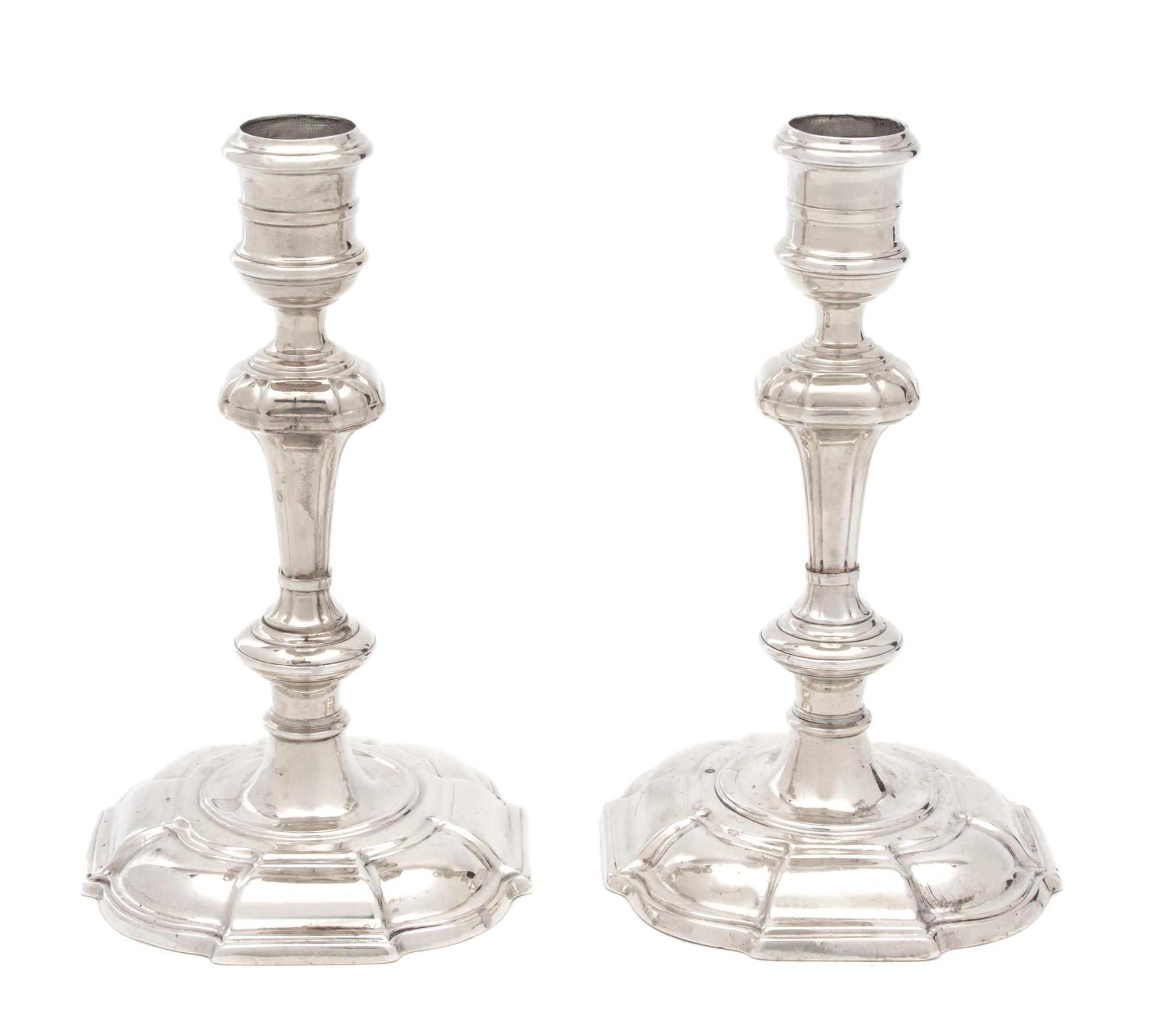 A Pair of Irish Silver Candelsticks, Dublin, 1721,