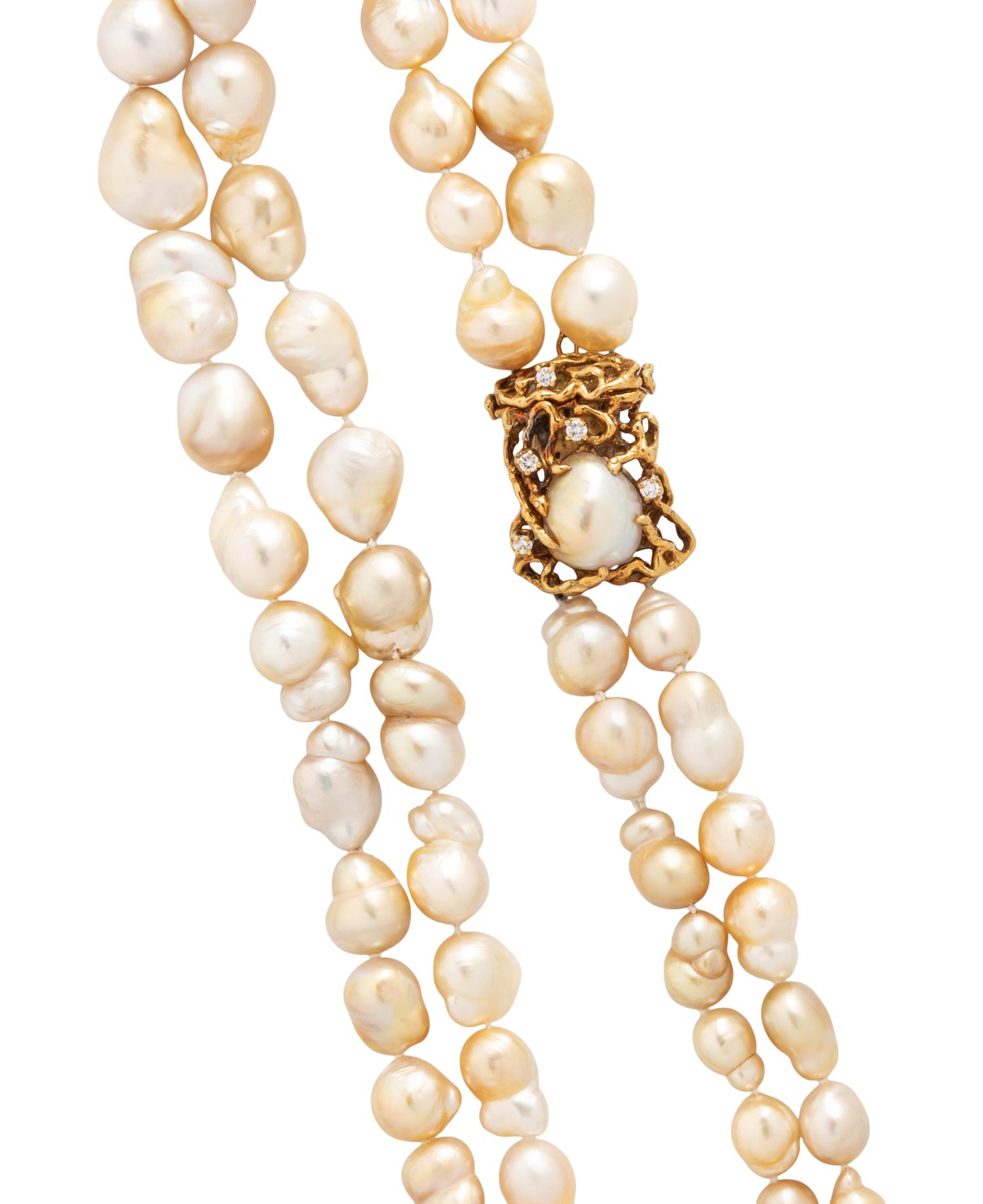 ARTHUR KING, YELLOW GOLD, CULTURED PEARL, AND DIAMOND NECKLACE