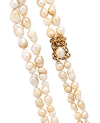 ARTHUR KING, YELLOW GOLD, CULTURED PEARL, AND DIAMOND NECKLACE