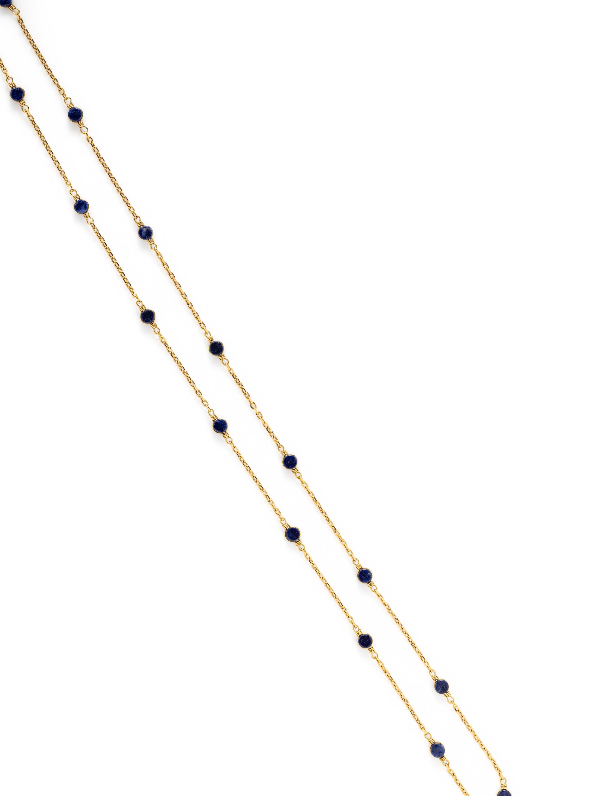 YELLOW GOLD AND SODALITE NECKLACE