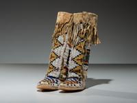 Sioux Girl's Beaded Hide Dress, Leggings, and Moccasins