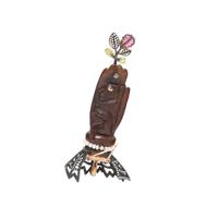 LUZ CAMINO, CARVED HAND AND MULTIGEM BROOCH