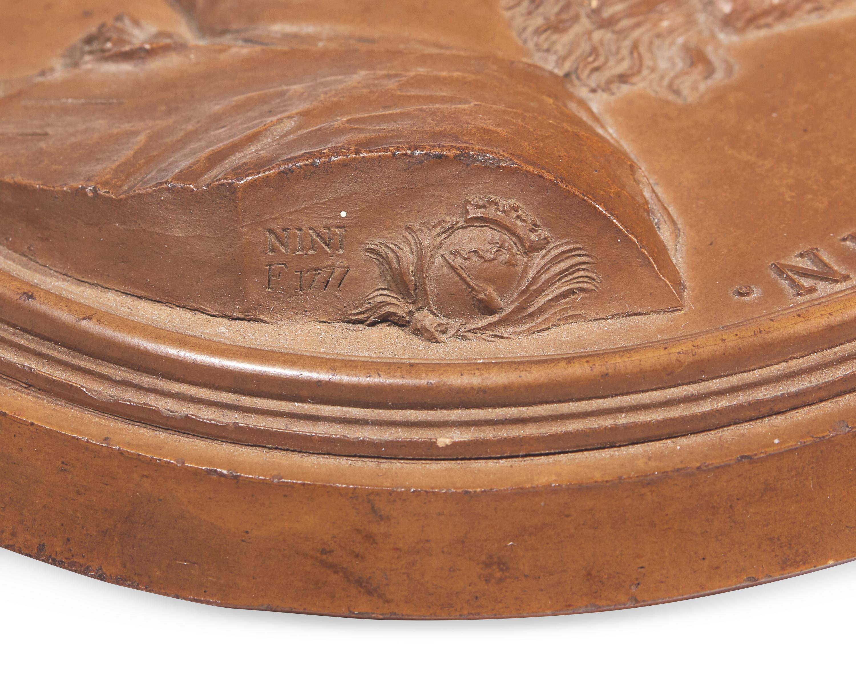 Jean-Baptiste Nini (Italian, 1717-1786), A Terracotta Portrait Medallion Of Benjamin Franklin