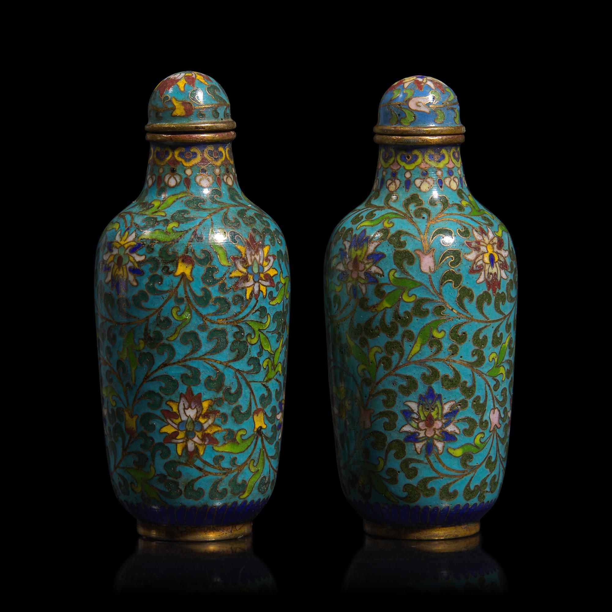 An Associated Pair of Chinese Cloisonn é Enamel Snuff Bottles