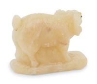 A Ruby-Inset Carved Hardstone Ram Figure