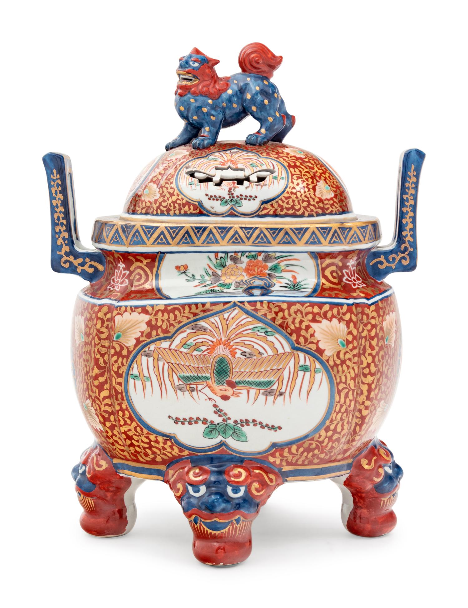 An Imari Palette Porcelain Tripod Censer