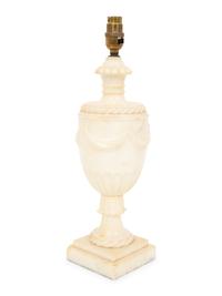 A Regency Style Carved White Marble Urn Mounted as a Lamp
